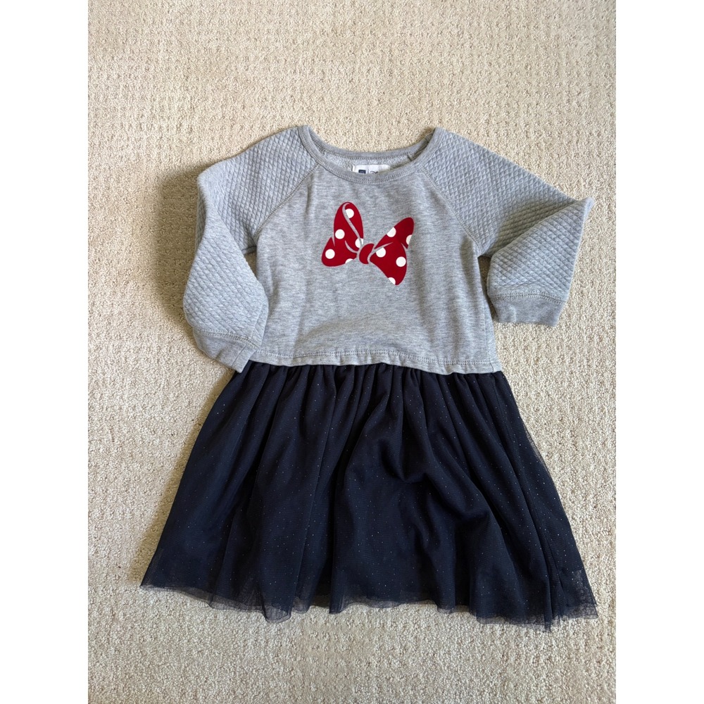 Baby Gap Disney Minnie Mouse Dress Toddler 4 Gray Navy Sparkle Tutu Sweatshirt